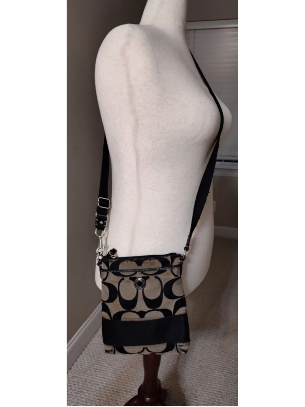 Women's Coach Crossbody Bag One Size Black and Beige